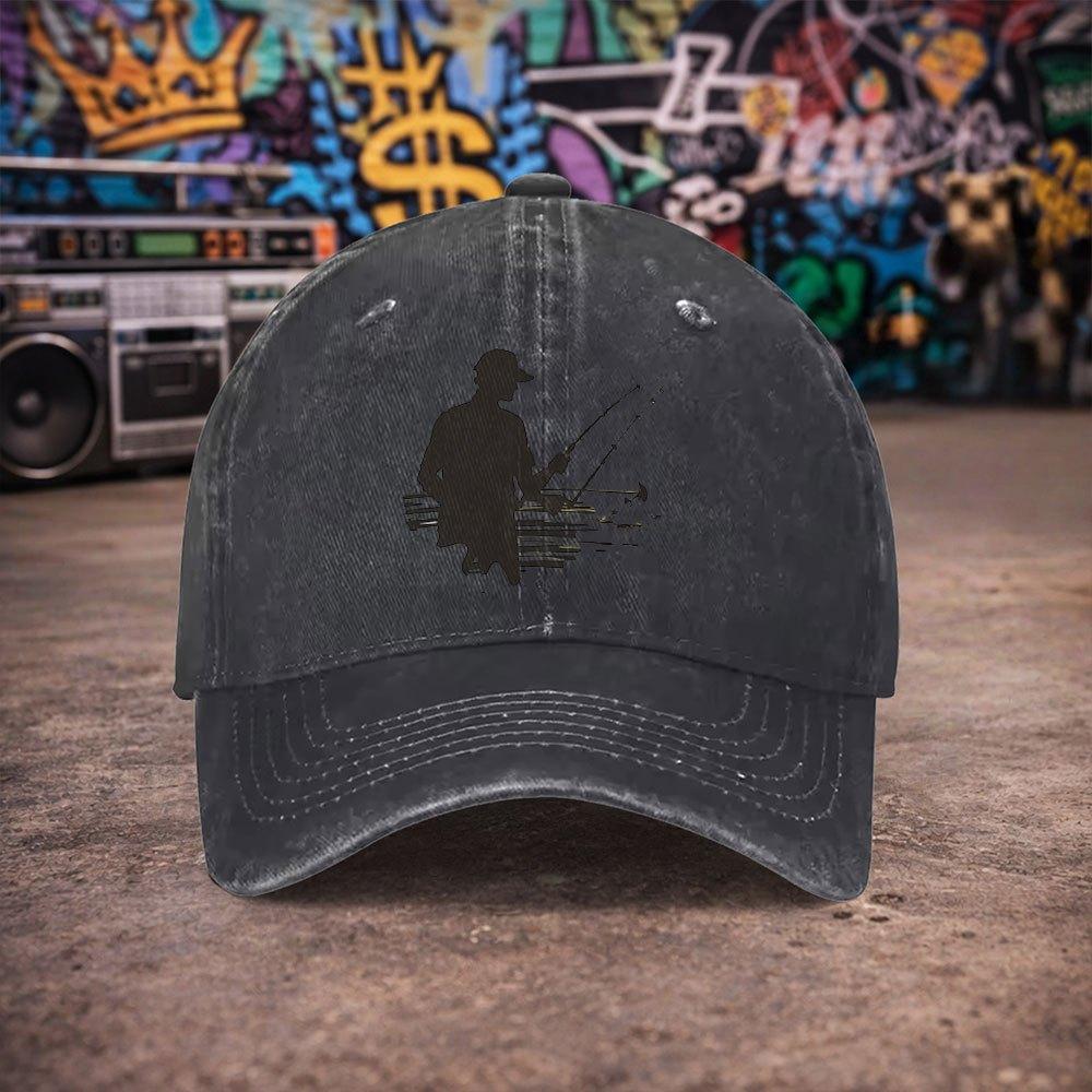Pc Unisex Fishing Vintage Washed Baseball Cap UnisexS Trendy Hat Versatile Duckbill Cap Fun Print Unique Birthday Gift Fo