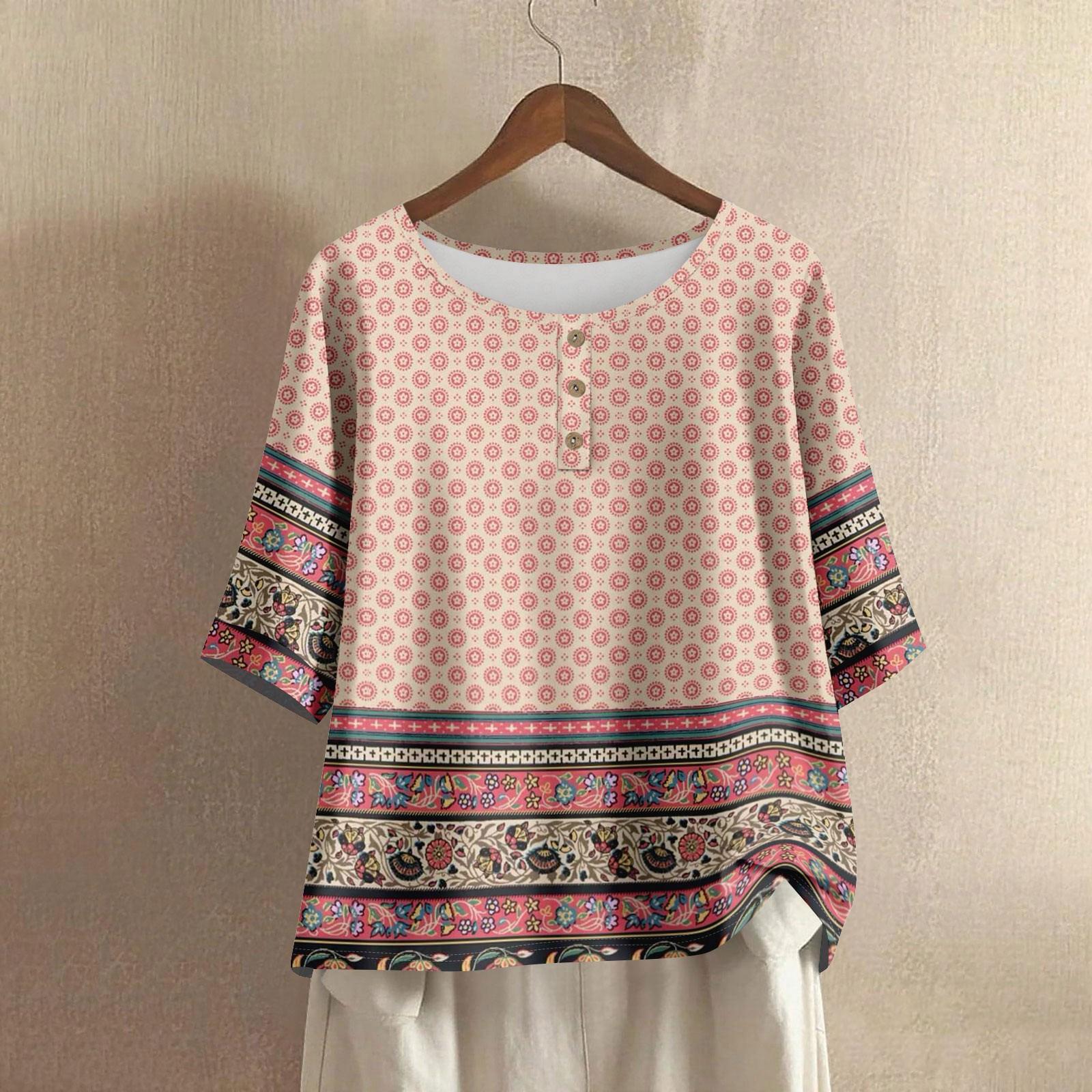 

Women s Fashion Casual Regular Elegant Tops Button Tops M рожевий