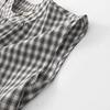 2026 Women's Black & White Plaid Drawstring V-Neck Cotton Sleeveless A-line Summer Dress