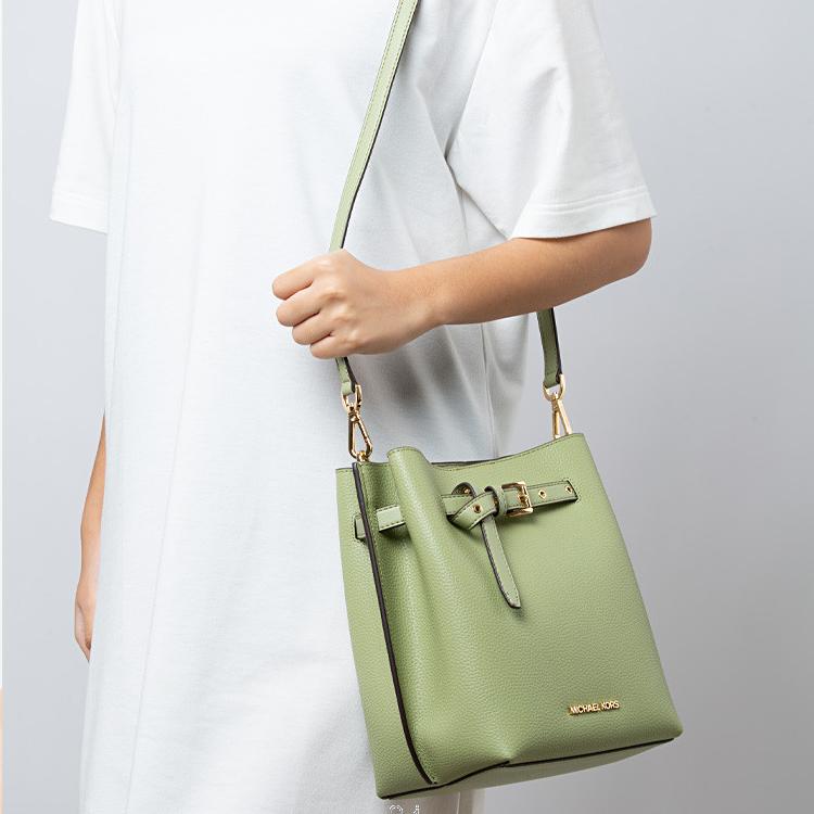 Michael Kors Mk Emilia Solid Fashion Leather Bucket Bag Women Bags Light-Sage 35S1GU5M1T-LIGHT-SAGE