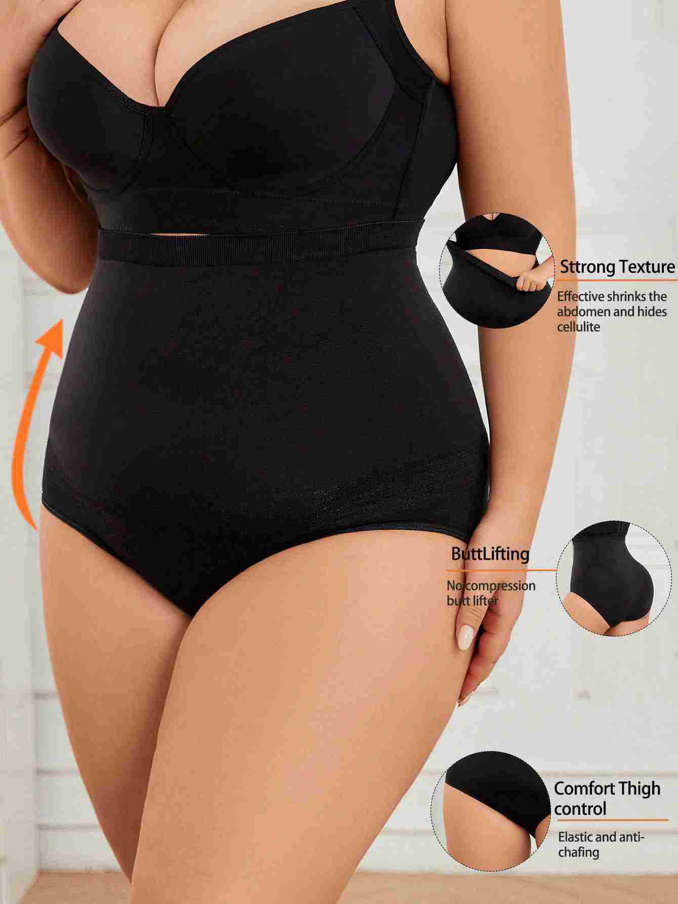 

Женские трусики с высокой талией, утягивающие живот, моделирующие фигуру – Большой размер, подъем бедер, корректор фигуры 2XL чёрный