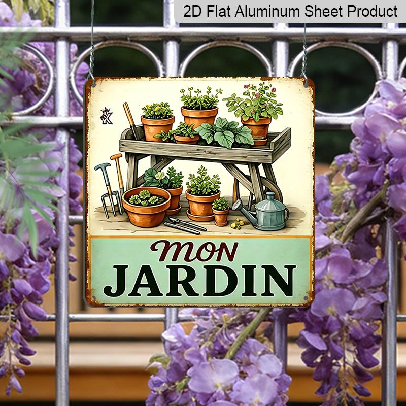 2D Flat - 1pc, Vintage Metal Sign, Decorative Plaque and Ornament, French Garden Theme, Cozy Pastoral Style, Suitable for Kitchen, Porch, Courtyard