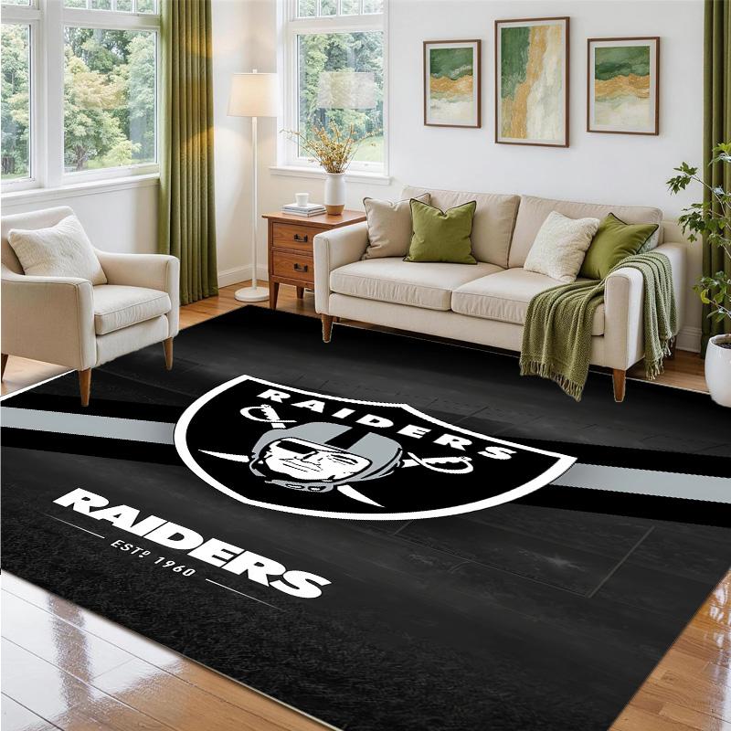Las Vegas Raiders Design Crystal Velvet Rug Soft Decorative Mat for Bedroom Entrance