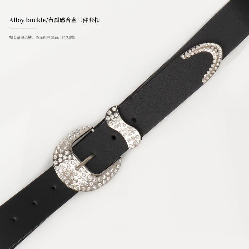 American Retro Inlaid Rhinestone Women'S Belt, Jeans Skirt Accessories Belt Women