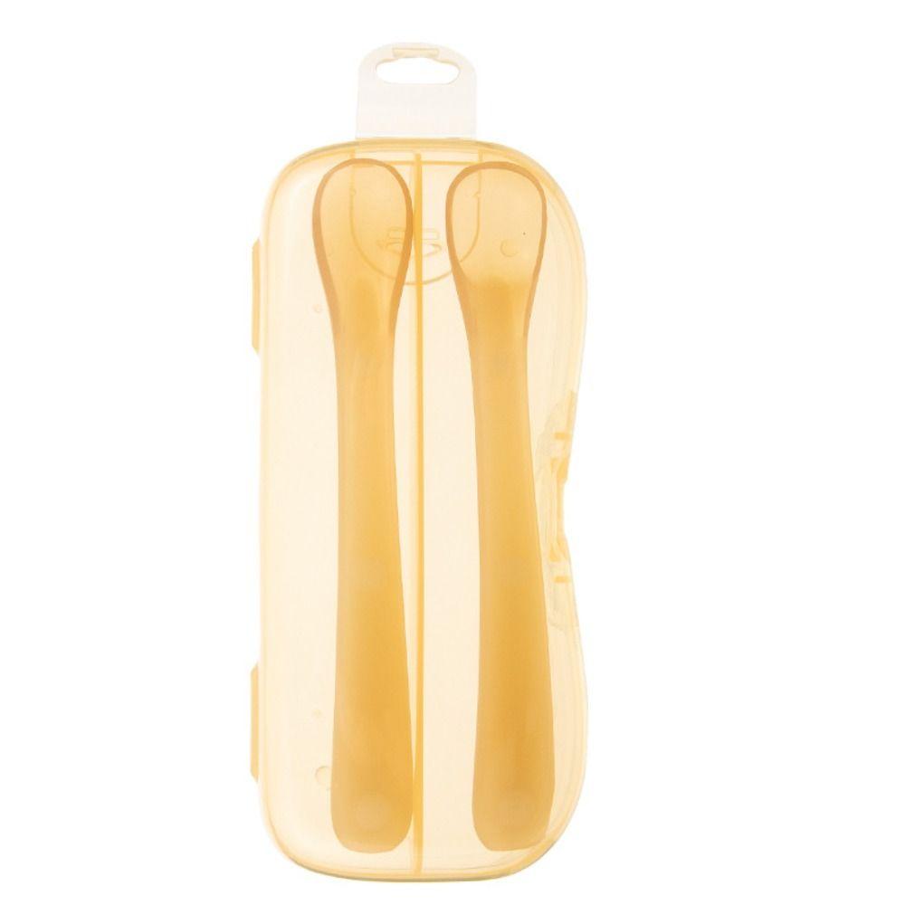 Soft Silicone Infant Feeding Spoon Easy Clean Soft Spoon 2pcs Set Ergonomic Spoon Newborn Feeding