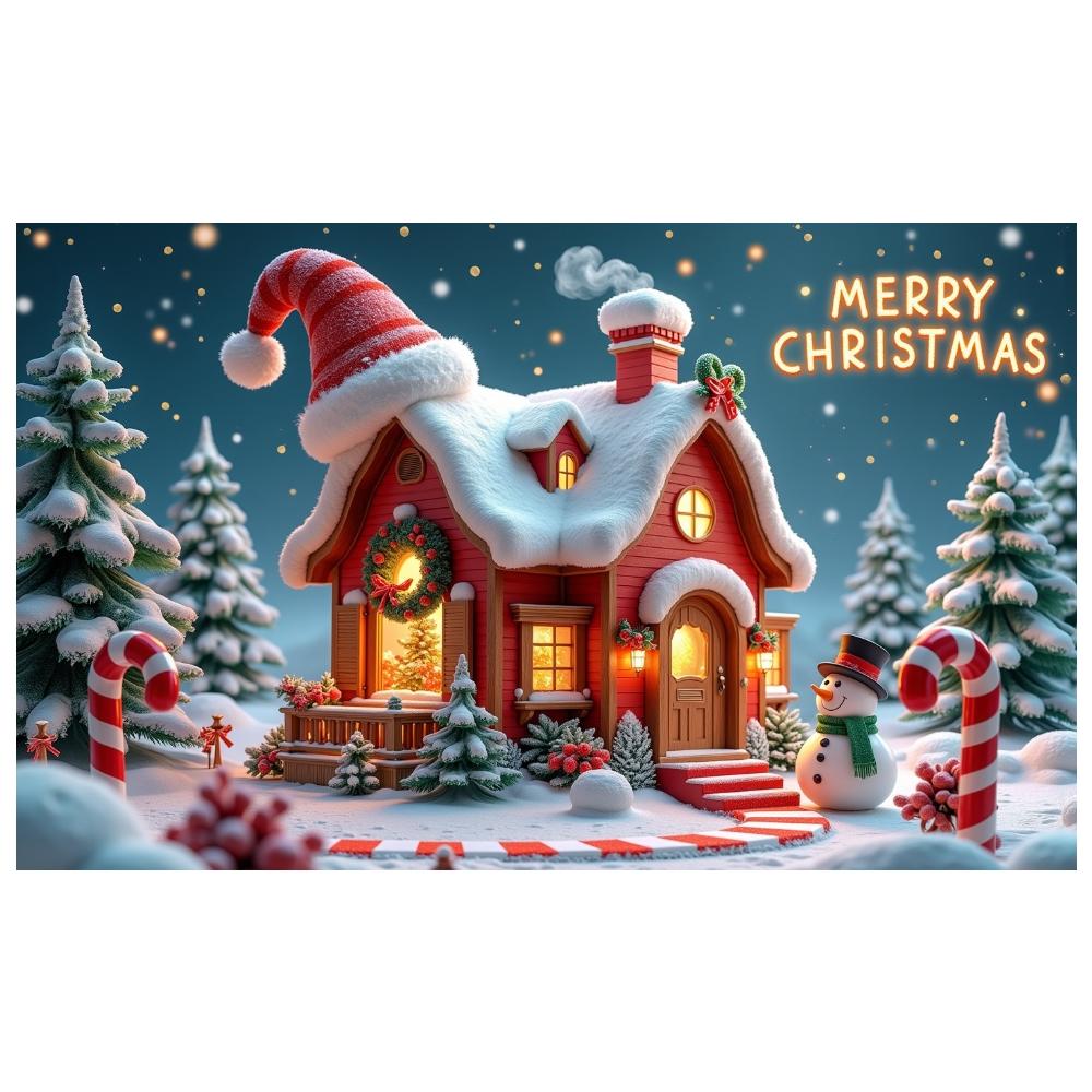 Christmas Backdrop Festive Garland Xmas Display Xmas Backdrop Santa Hat Accent Merry Christmas Banner For Photo Shoot Festive