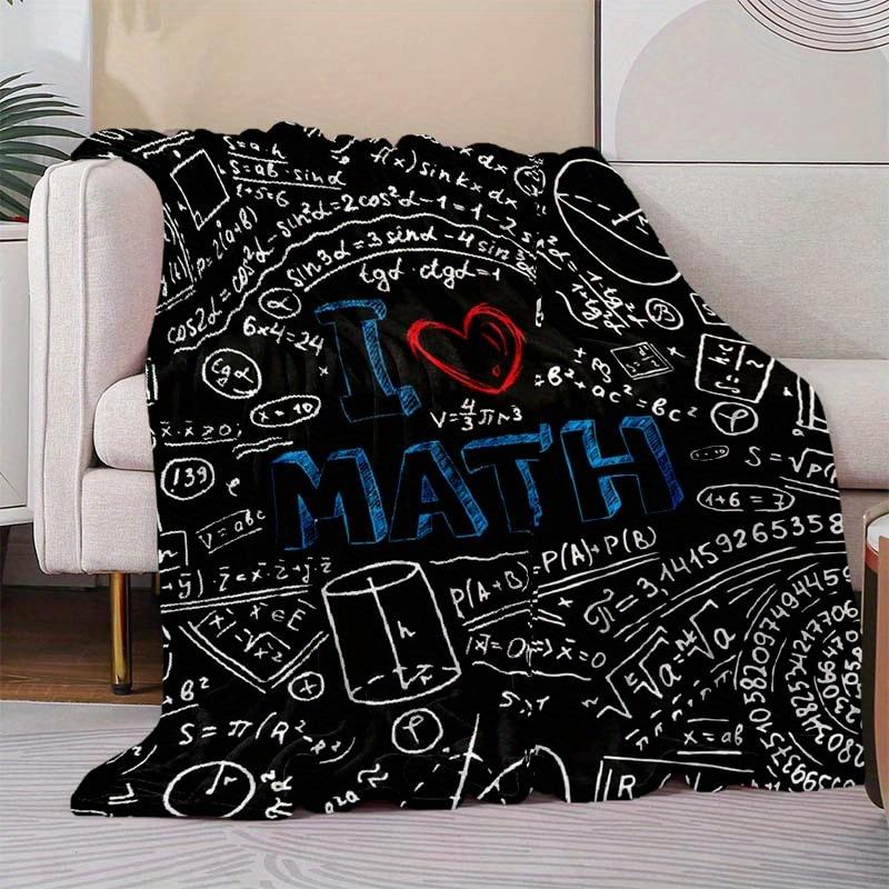 Mathematical equation digital-printed polyester Bedroom velvet flannel cover blanket Fleece soft sofa cover blankets for beds