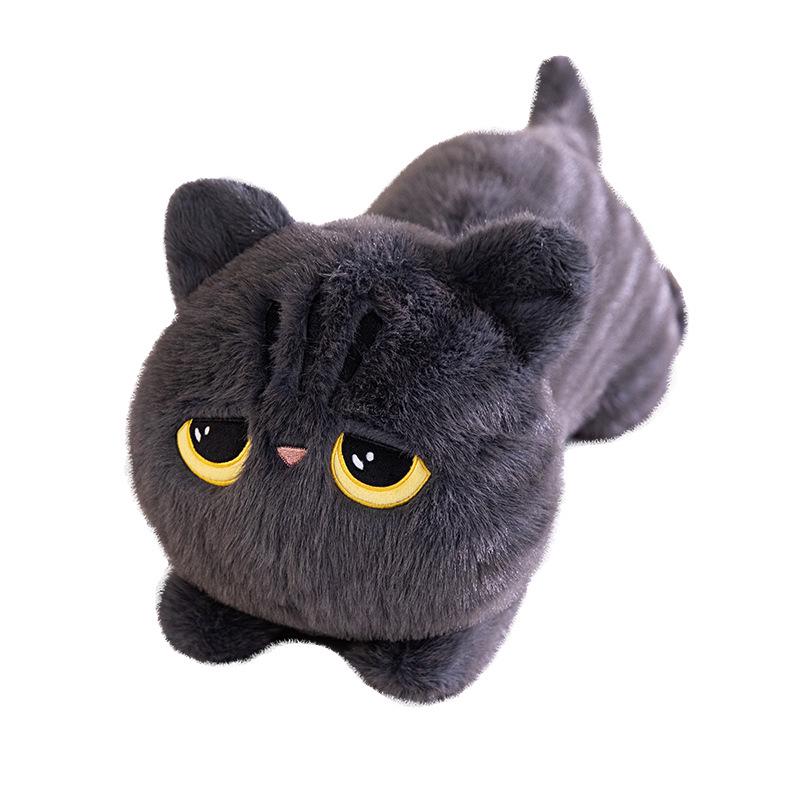 Large Black Cat Plush Pillow Doll - Long Striped Plush Toy for Boys and Girls