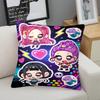 Kpop Throw Pillow Decorative Cushion Cute Anime Idol and Music Note Print Polyester Pillow for Sofa Bedroom Fans Home Decor