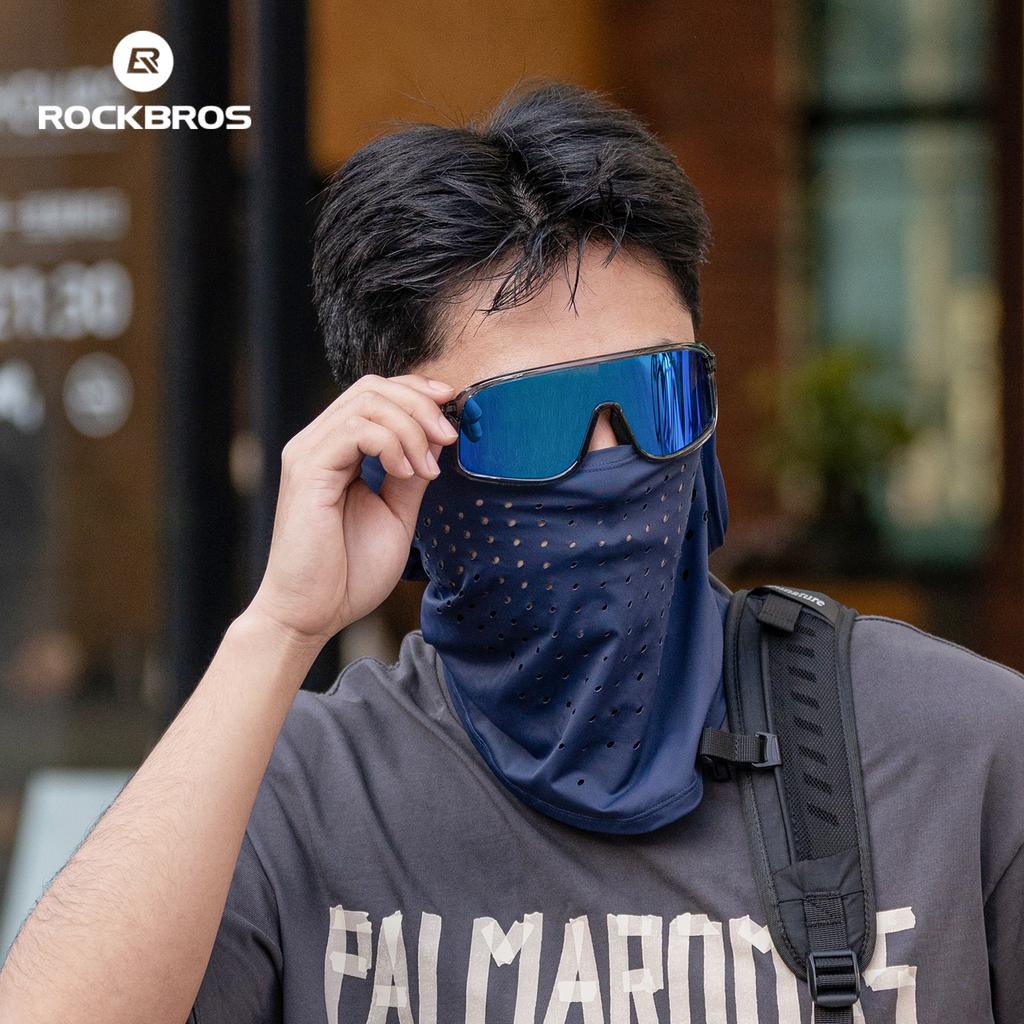 ROCKBROS Summer Ice Silk Cycling Face Mask Anti-UV Sun Protection Bicycle Bandana Scarf Sports Breathable MTB Road Bike Headgear