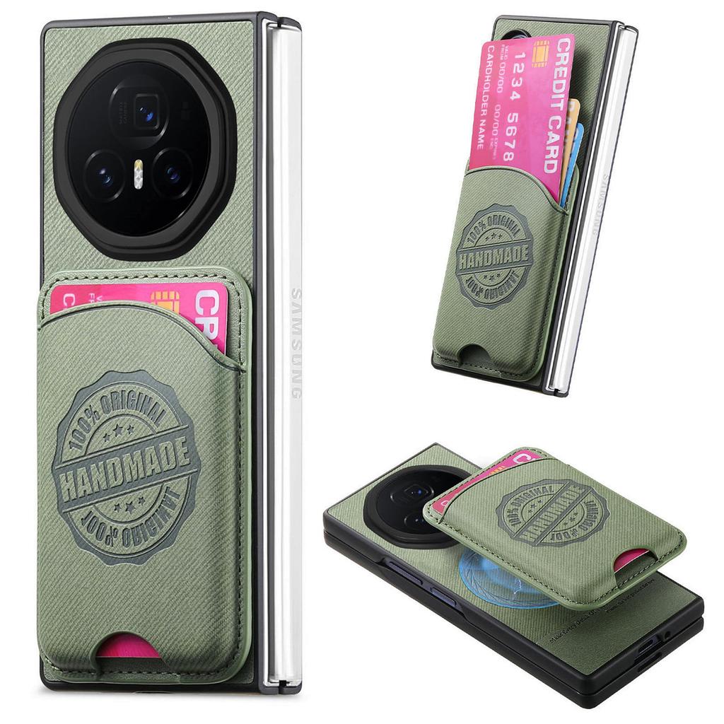 For Honor Magic V3 5G Case Compatible with MagSafe Denim Texture Leather Back Cover with Card Bag