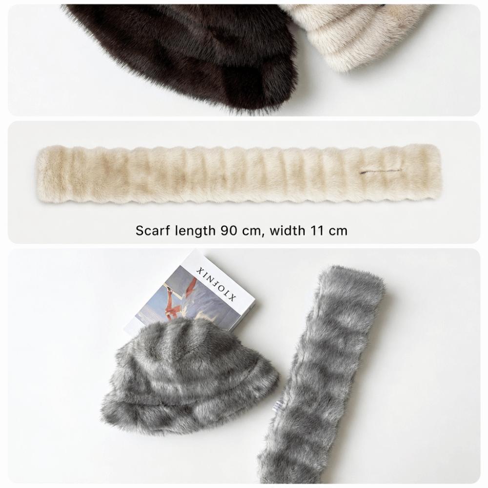 Faux Fur Winter Hat Scarf Set Thick Warm Fisherman Hat Scarf Fashion Winter Hat Scarf Women