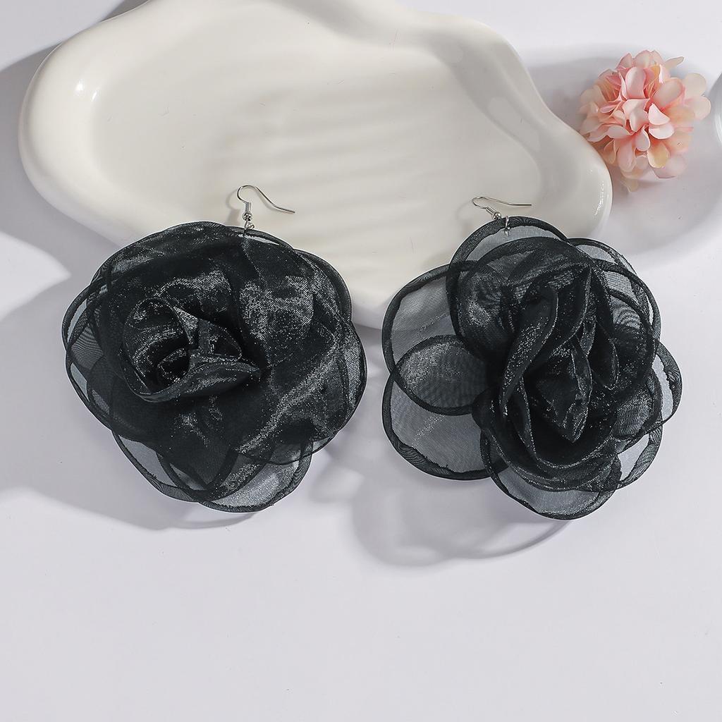 Colorful Ethereal Forest Chiffon Flower Dangles, Women's Fresh Summer Dopamine Statement Fashion Jewelry