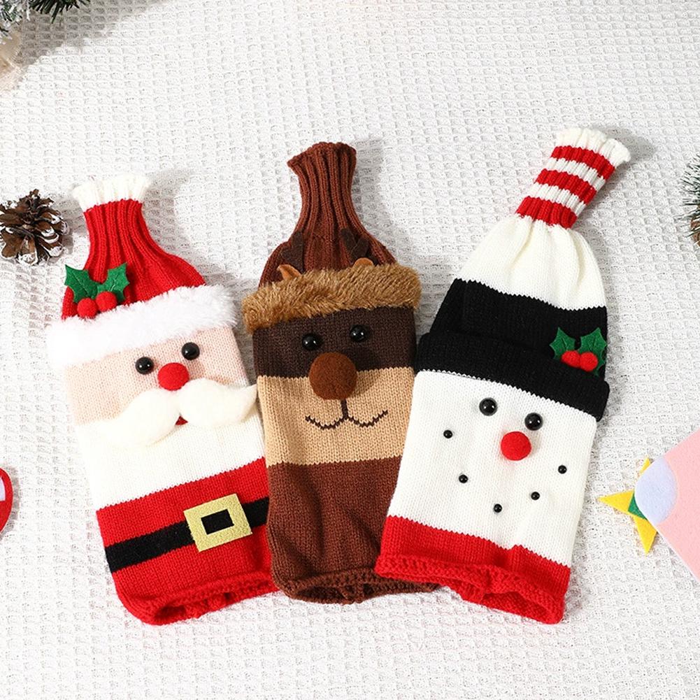Cute Handmade Christmas Sweater Wine Bottle Cover,for Christmas Decorations XMAS Gifts Navidad 2026 Party Decorations
