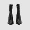 Leather Retro Niche Design Sense Fashionable Versatile Short Boots French Pointed 8CM Heel Heightened Elastic Thin Boots