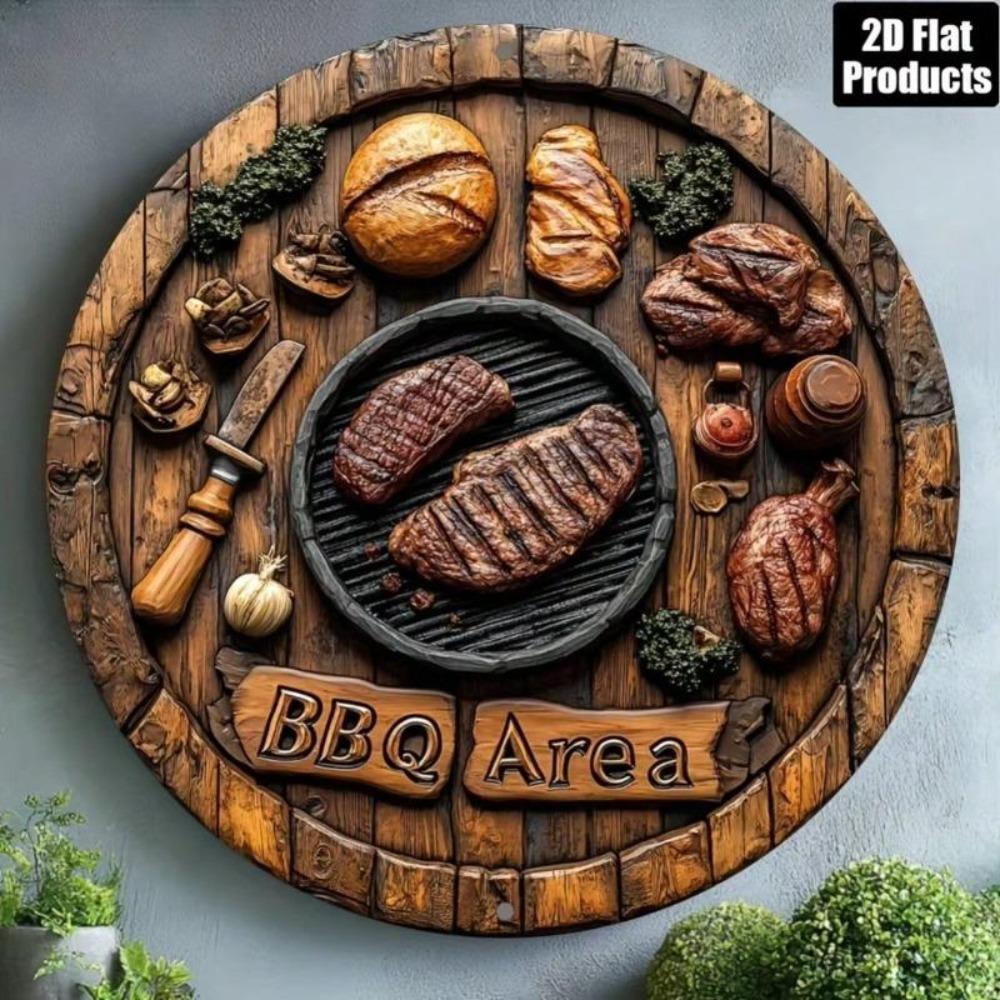 Βίντατζ Μεταλλική Τέχνη Τοίχου για BBQ Κυκλικό Σημάδι Διακόσμησης Ψητού Κρέατος