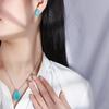 Schmuck Beliebt Imitation Paraiba Anhänger Halskette Ohrstecker Set Damen Geschenk Anhänger