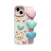 3D Cute Heart Cartoon Love Wristband Wrist Strap Phone Case for iPhone 17 16 15 14 13 Pro Max Soft Shockproof Cover Case