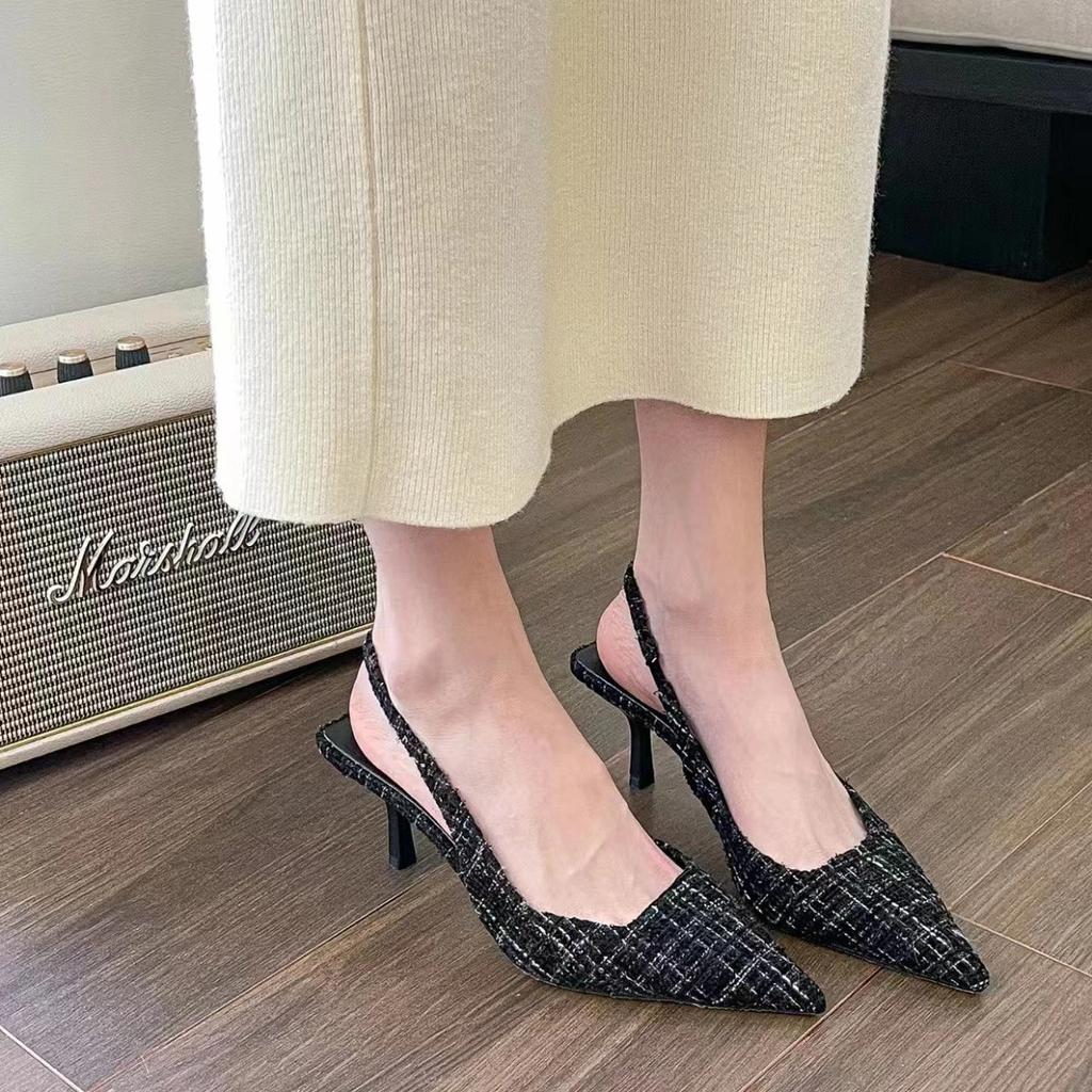 Fashion Outdoor High Heels Pointed Toe Women's Closed Sandals Daily Shoe Low Price Summer Sale Wholesale Luxury 2025 On Pvc Ladies Shoes