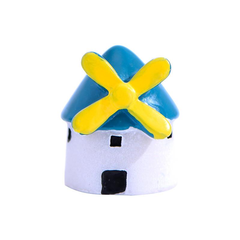 Cute Carton Black Windmill Resin Castle Decorative Miniature For Terrariums And Plants
