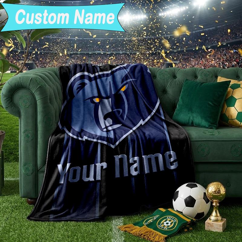 Custom Name Blanket City Grizzlies Bear Logo Blanket Bedding Blanket for Travel, Camping, Living Rooms, Offices, Sofas, Fan Christmas gift