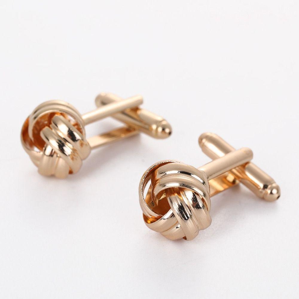 Alloy Alloy Cufflinks Gold Silver Black Shirt Suit Cuff Links Elegant Style Knot  Men