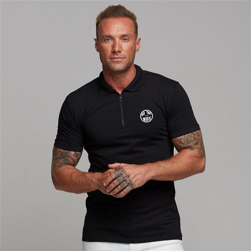 Muscleguys England Style Fashion Cotton Fitness Polo T-Shirt Men Polo Shirt Zip Polo Tees  Brand Short Sleeve Gym Bodybuilding Clothing