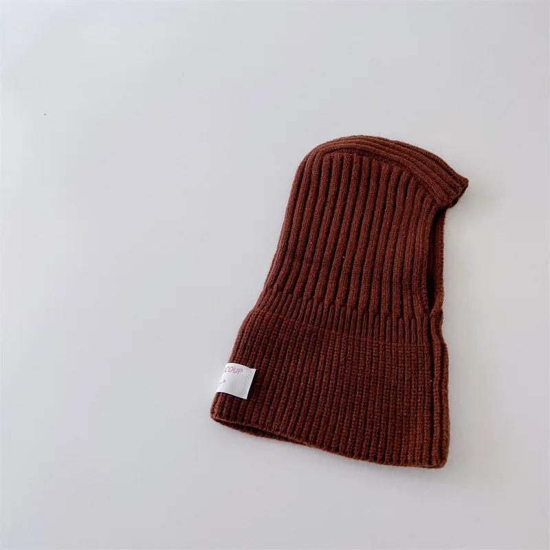 Gestrickte Baby Mütze Kapuzenschal Warm Einfarbig Einteiliger Schal Winter Kinder Kleinkind Jungen Mädchen Mützen
