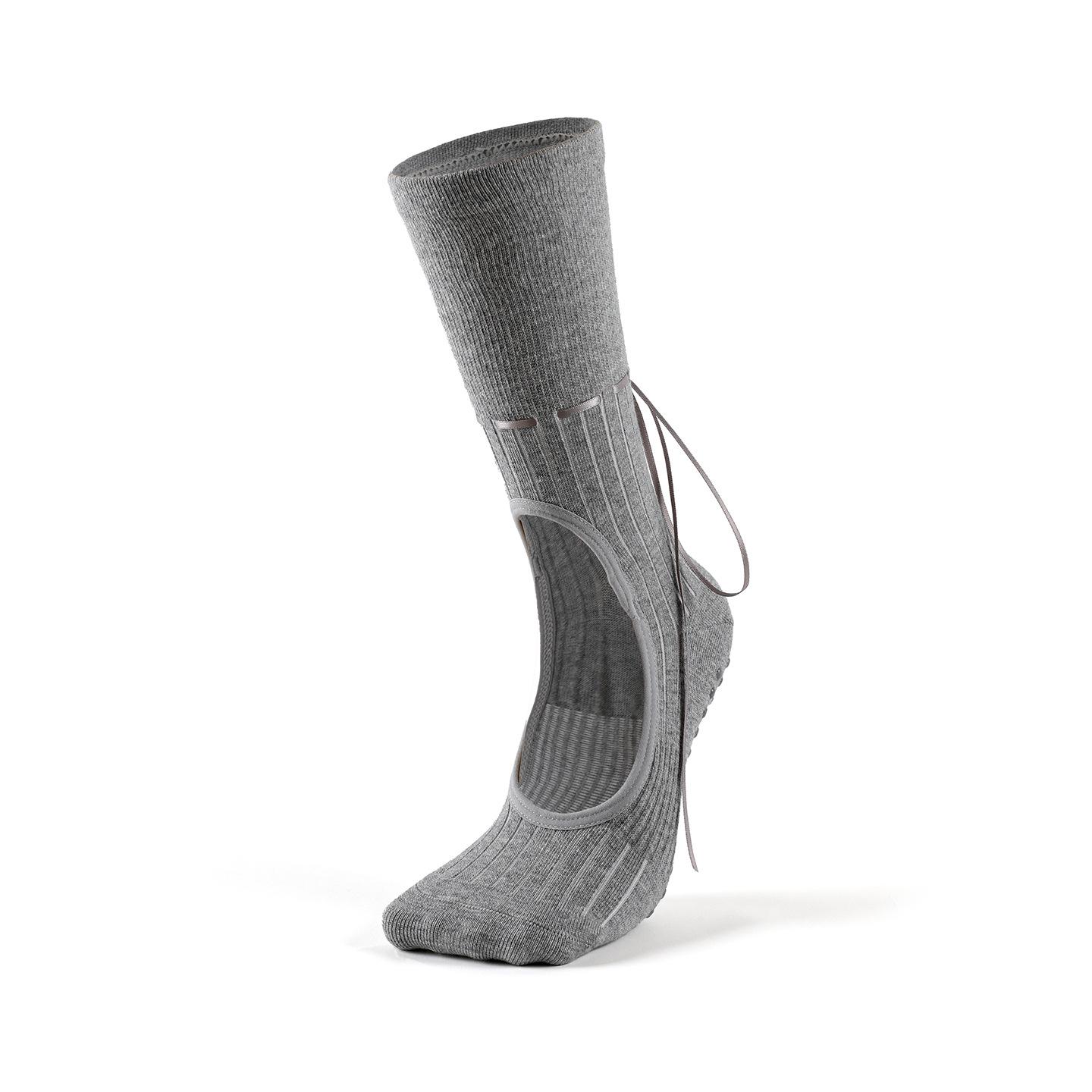 MEIKAN Non-Slip Pilates & Yoga Socks - Open Back, High Elasticity, Breathable & Sweat-Absorbent 35-39 хизер серый