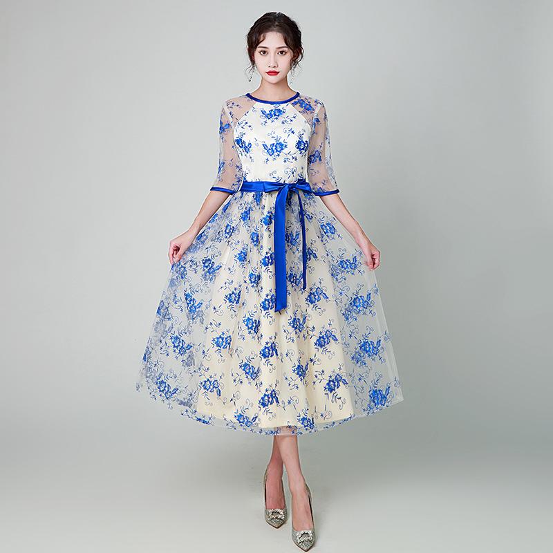 

Small dress medium and long simple and fresh new Korean version graduation ceremony fairy energy slim art test performance dress XS