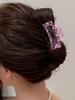 8 Pcs Valentine's Day Heart Hair Claw Clips for Women,Pink Rectangle Hair Clips Cute Non-slip Medium Size Ponytail Holders
