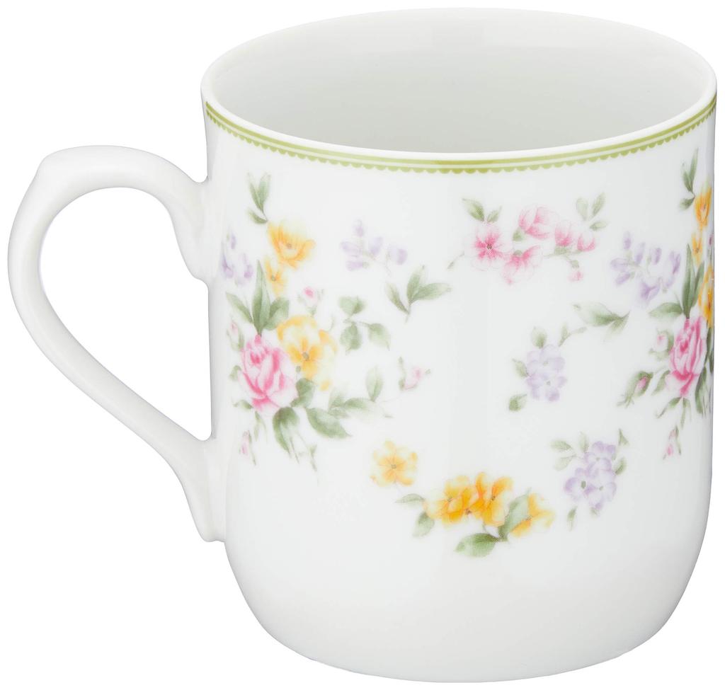 NARUMI Flower Mug with Lid, 290cc, Cute Floral Pattern, Flower Ring Design, Tea Strainer Included, Lidded Mug, Mother's Day Gift, Microwave Safe,