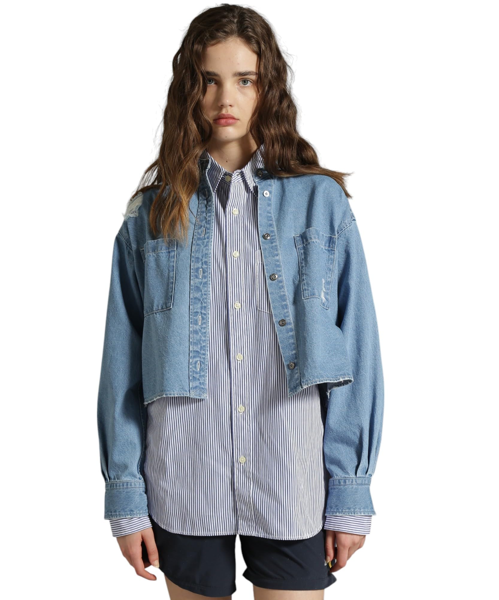 AVIREX WEB LIMITED Belle LINE L/S DENIM SHIRT denim shirt women s F 369 wash used 783-5120701