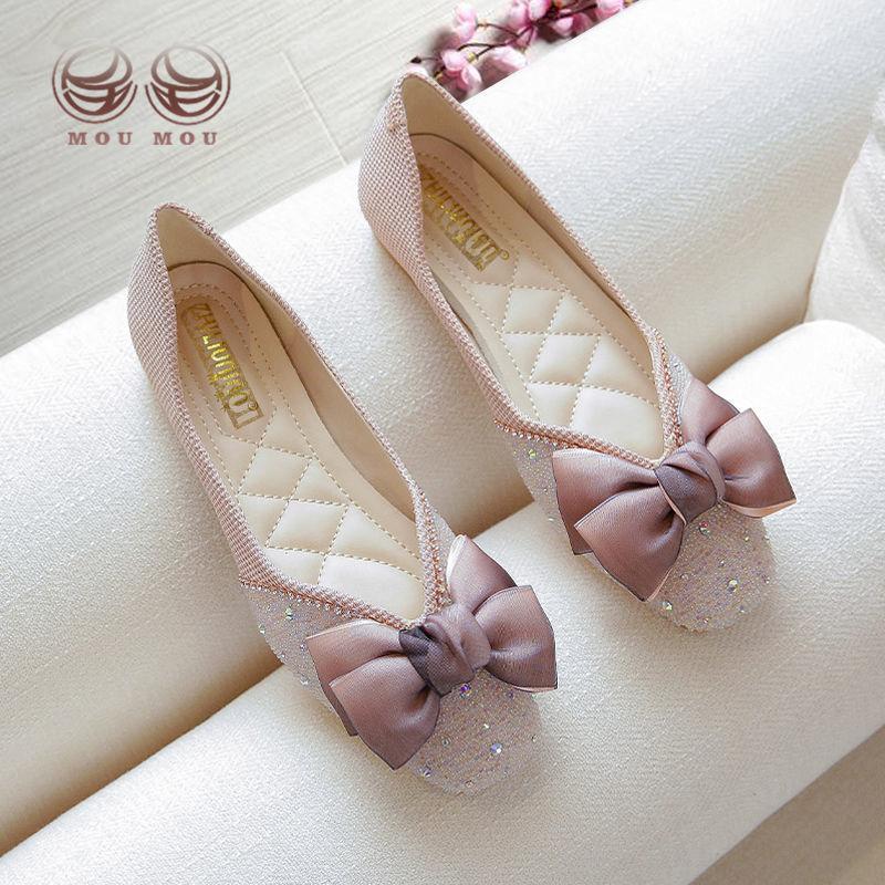 

Туфли женские элегантные бежевые с квадратным носком, с бантом из кристаллов и стразов, на низком каблуке, обувь женская с бриллиантами, удобные, предложение 40