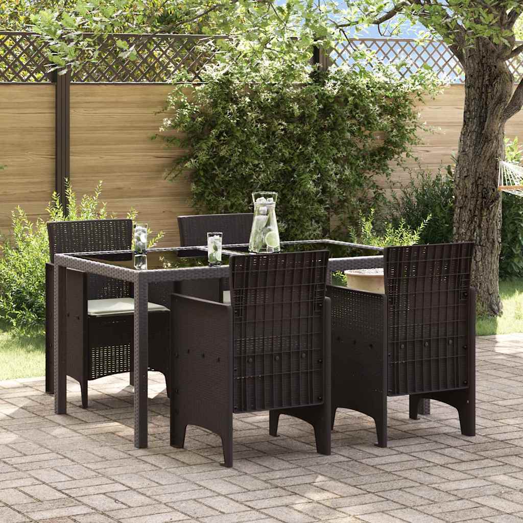 Garden Chair with Cushion 4 pcs Brown 53 x 49 x 85 cm Polypropylene