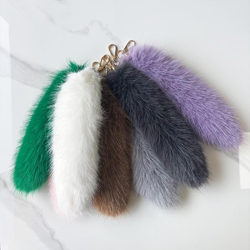 25cm Faux Fox Fur Tail Pendant Keychain for Bags & Accessories