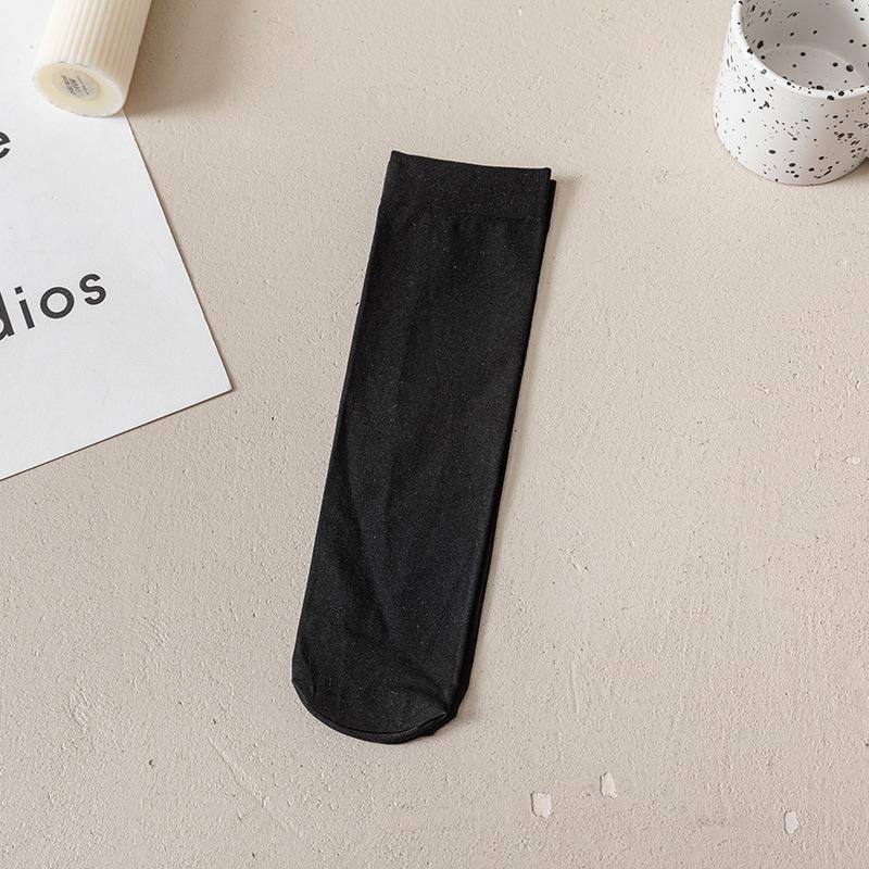 Velvet Calf Socks Women'S Black And White Summer Ultra-Thin Long Knee Socks Solid Color Japanese Jk Socks One Piece Hair