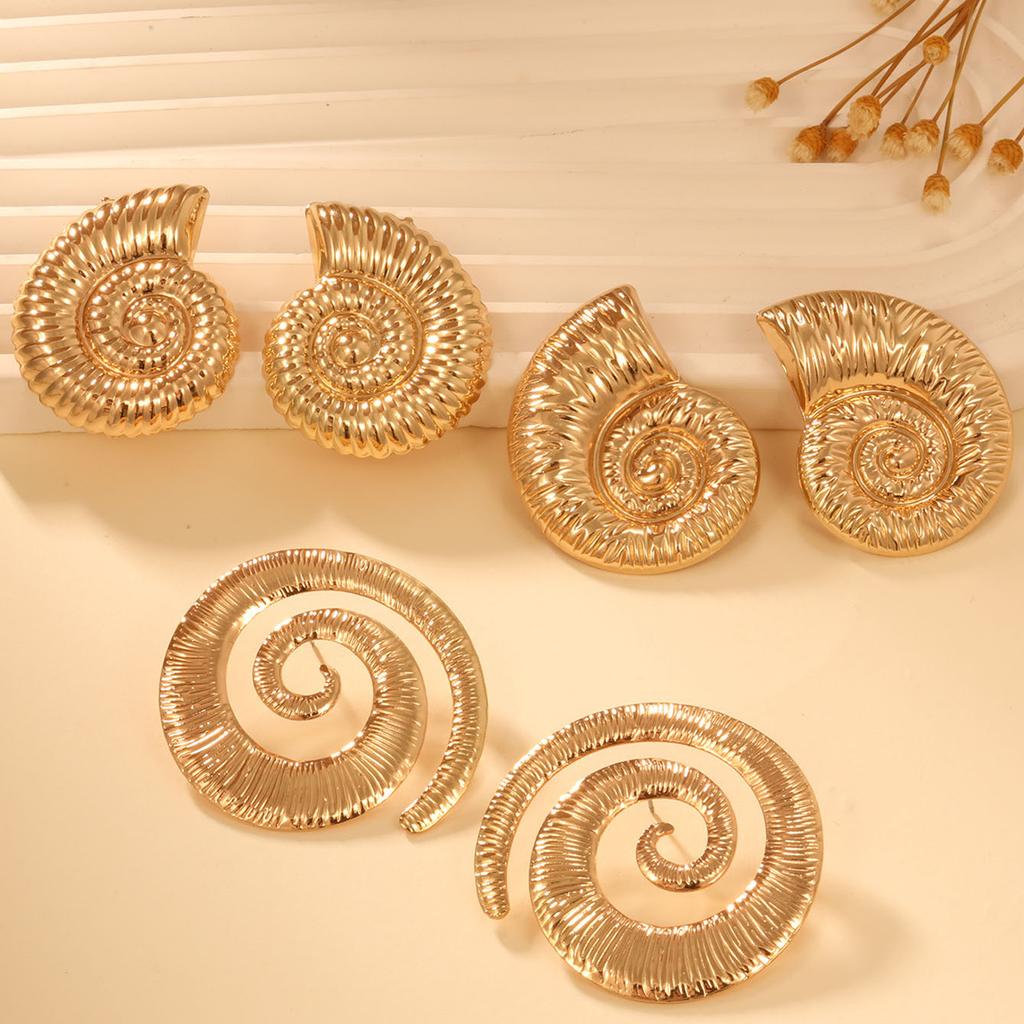 Europe and the United States Hot-selling Earrings, Personality Trend Exaggerated Spiral Conch Earrings, Creative Party Style Earrings Women