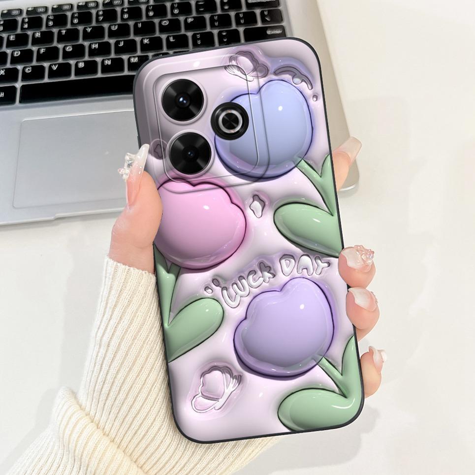 For Xiaomi Redmi 13 4G 5G Back Cover On Redmi13 5G Coque Funda Flower Butterfly Women Fashion Phone Case Liquid Silicone Shell