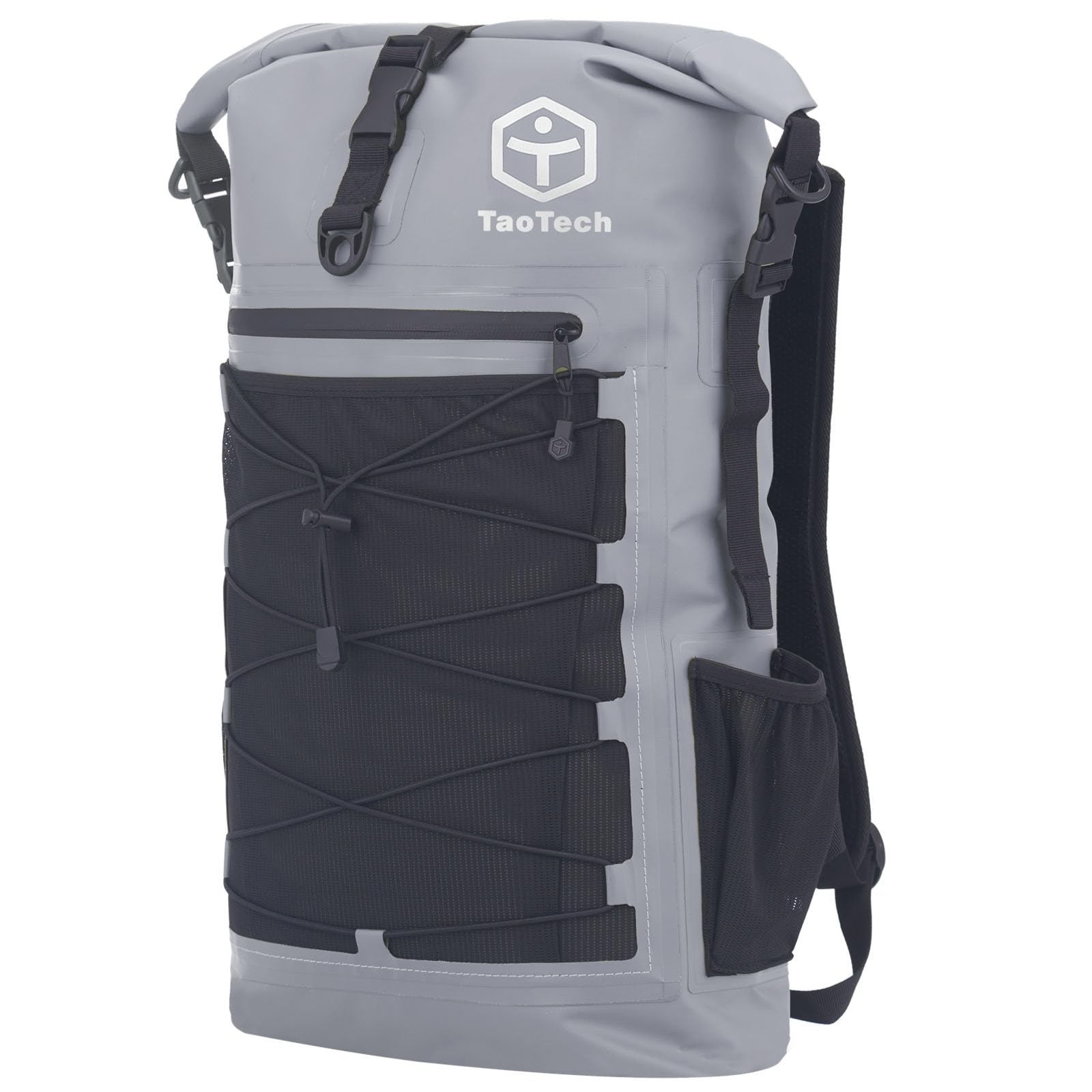 

[TaoTech] Waterproof Bag Backpack Dry Bag Tarpaulin Back Cushion Sports Bag 30L Outdoor Large Capacity Unisex (Gray, 30L)