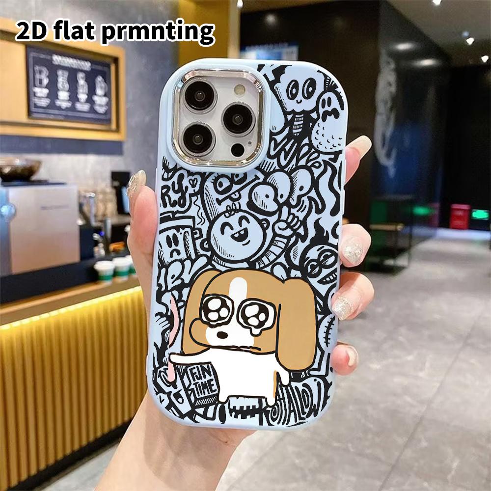 Phone Case: 2D Flat Design Suitable for iPhone 18 17 16 15 14 13 Pro Protective Case, Couple Style, Crying Puppy, Christmas and Halloween Gift