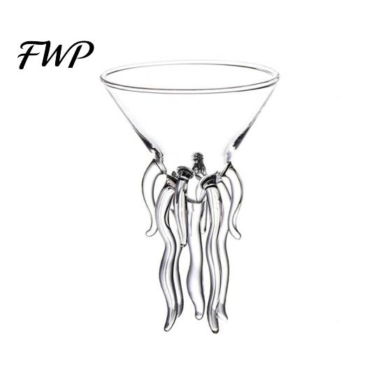 Multi-functional Glass Octopus Tentacle Wine Goblets, Jellyfish Shape Cocktail Glass, Artistic Stemware for Birthday Gift Her Him Wine, Cool C