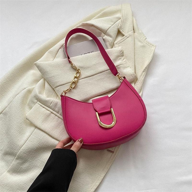 Trendy Minimalist Solid Color Shoulder Bag For Women Fashionable Pu Material Small Size Suitable For Daily Outfits
