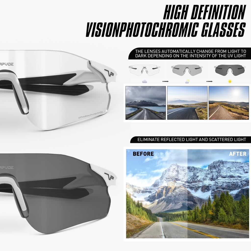 Kapvoe Light Weight Photochromic Running Sunglasses Sports for Men Marathon Cycling Glasses Mountain Bicycle Goggles Eyewear