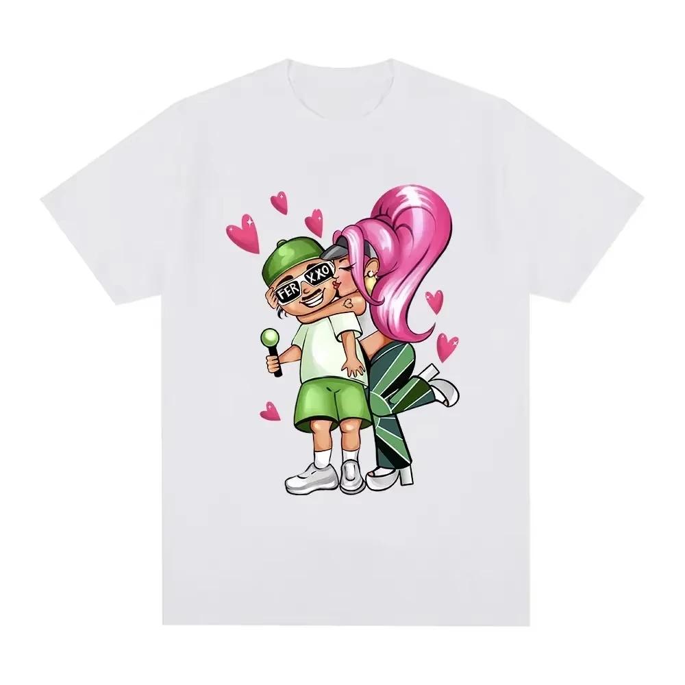 Singer Karol G Feid Ferxxo Pattern T-shirt Women's Fashion Aesthetics Retro T-shirt Harajuku Leisure Couple Comfortable T-shirt