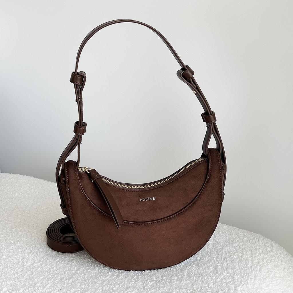 Women's Bag Niche New Autumn and Winter Frosted Crescent Bag Armpit Bag Women's Shoulder Bag Saddle Bag