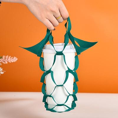 100 Stück Hohlgestanzte Vlies-Tragetasche Getränke Kaffee Milchtee Verpackungsbeutel Grün Blau Einfarbig Einzelbecher Take-away-Taschen