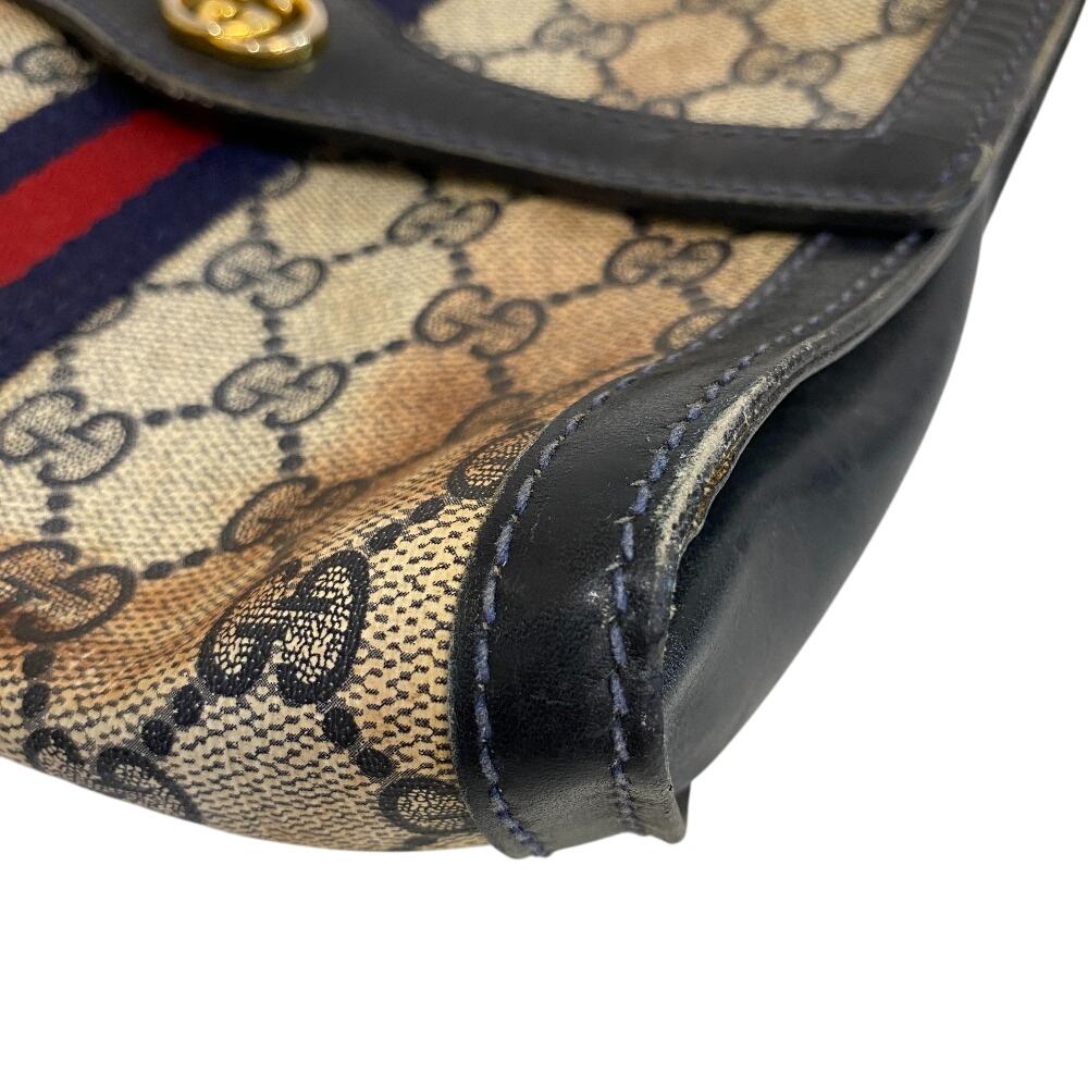 GUCCI Vintage Old Gucci Vanity Cosmetics Pouch Business Bag GG pattern sherry line PVC Clutch bag black PVC Used