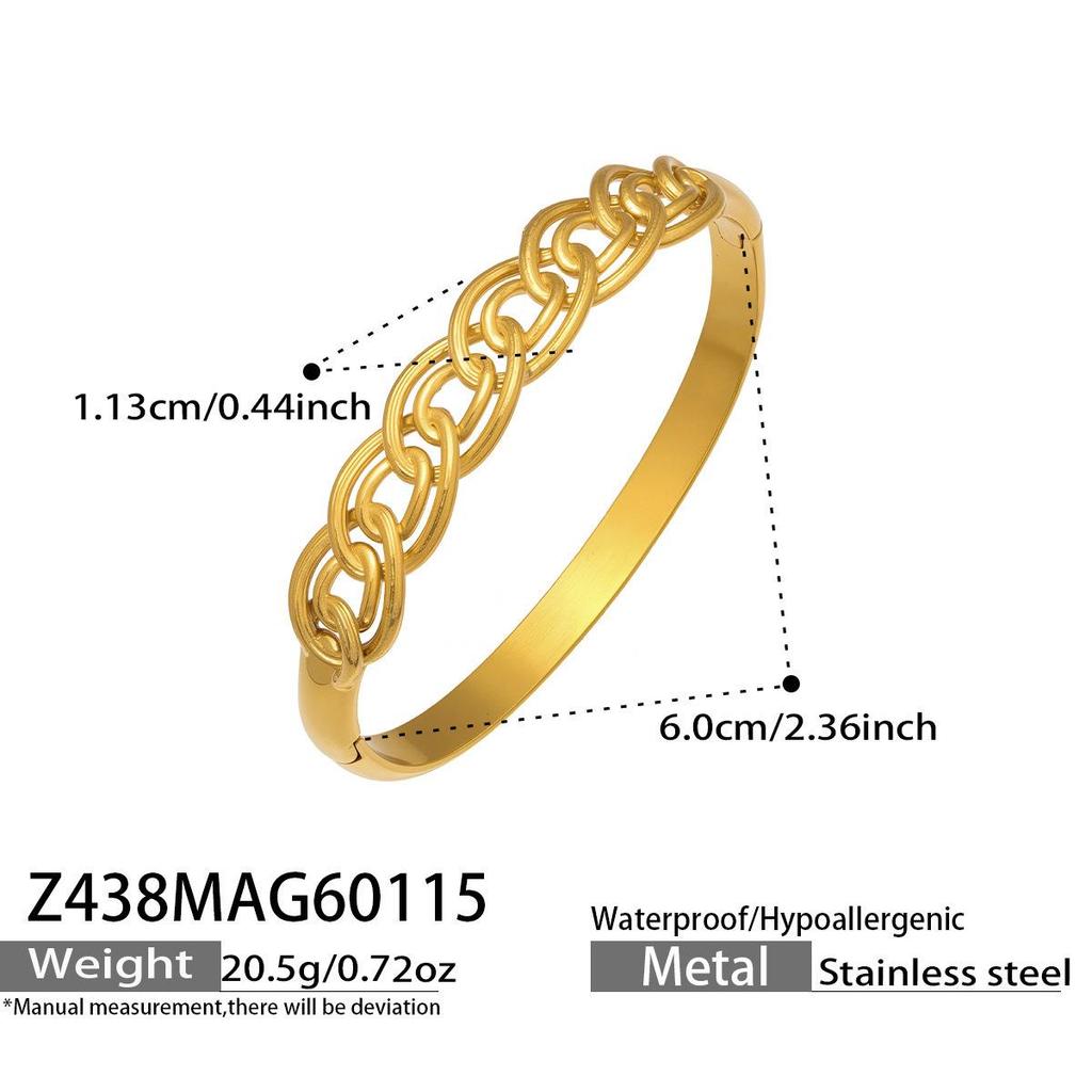 18K Gold-Plated Geometric Zirconia Bracelet with Stainless Steel Buckle