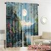 2pcs   2D FLAT PRINTING Curtains (Without Rod) Moonlit Haven Modern Pattern Curtains Versatile Polyester Curtains Festive for